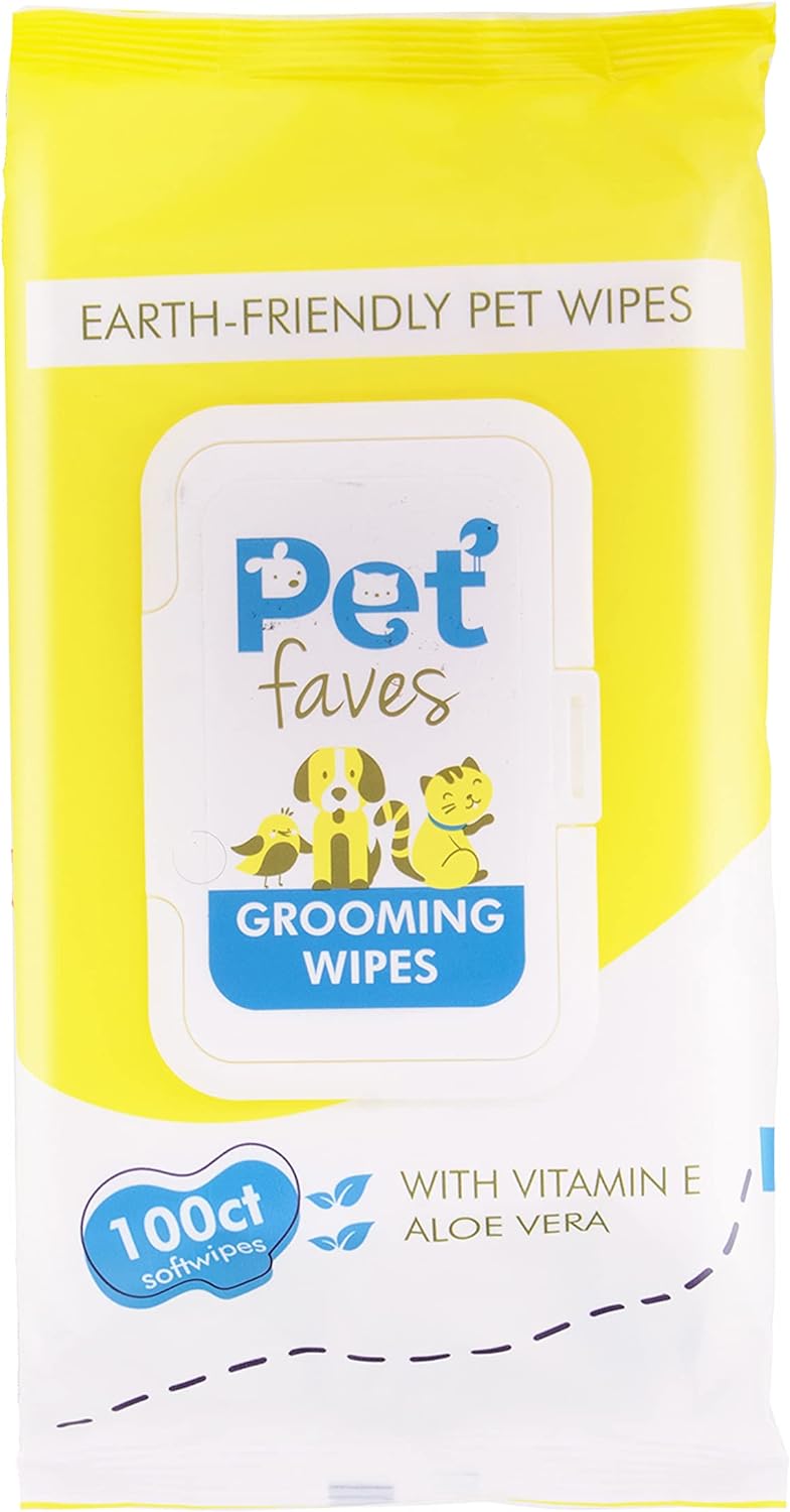 Plant Based Pet Cleaning Wipes with Aloe & Vitamin-E - Hypoallergenic, Earth Friendly, Biodegradable & Alcohol Free